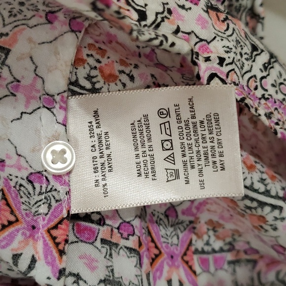 Anthropologie Maeve Islet Floral Print Button Down Rayon Casual  Summer XS - Picture 16 of 16